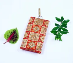 Red silk fabric waist clip mobile phone pouch